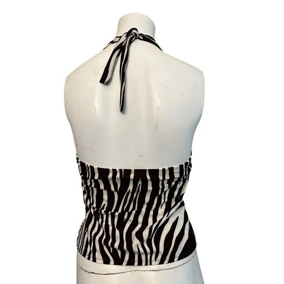 Speedo Active Tank Top Ladies Size 10 Workout Running Built In Bra Zebra Halter - Picture 2 of 5